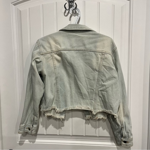 bejeweled cropped faded denim jacket - Picture 6 of 7